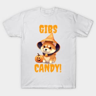 Shiba Inu Gibs Candy Halloween Design T-Shirt